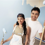 couple painting a room